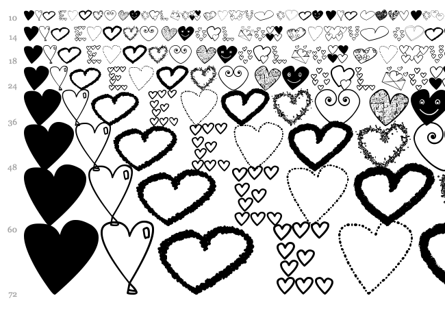 Hearts Shapess TFB font waterfall